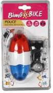 Elektr.skambutis vaik.dviračiui Bimbo Bike 4 garsai/6 LED Police