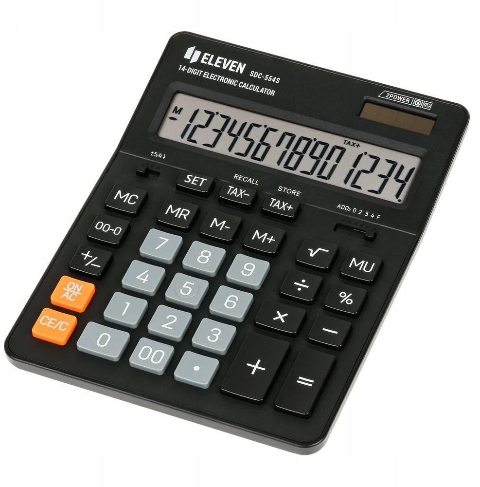 Eleven Calculator SDC554S skaičiuotuvas juodas tabletop 14 places dual power supply