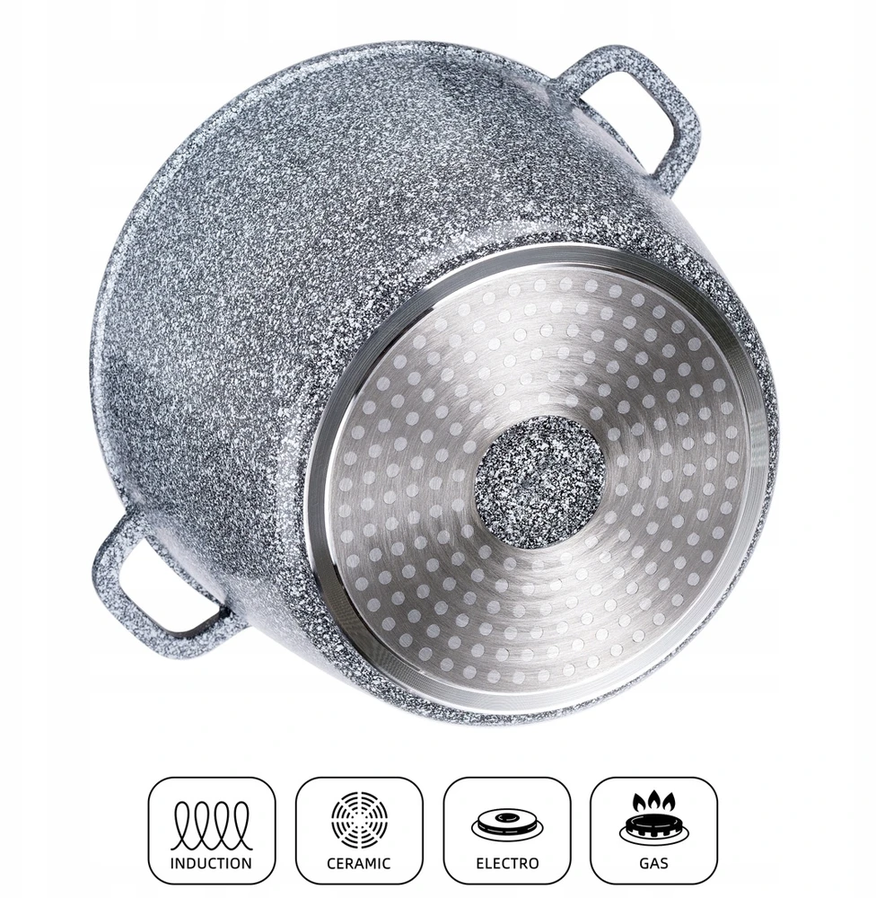 Elitehoff Aukšto granito katilas, STIKLINIS dangtelis, 32 cm. 15 litrų