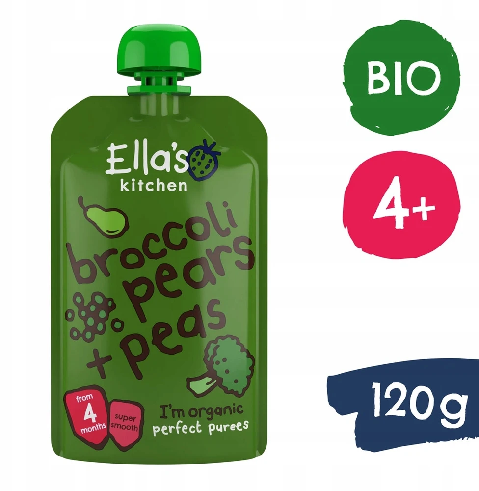 Ella's Kitchen BIO kriaušių, žirnių ir brokolių putėsiai, 120 g