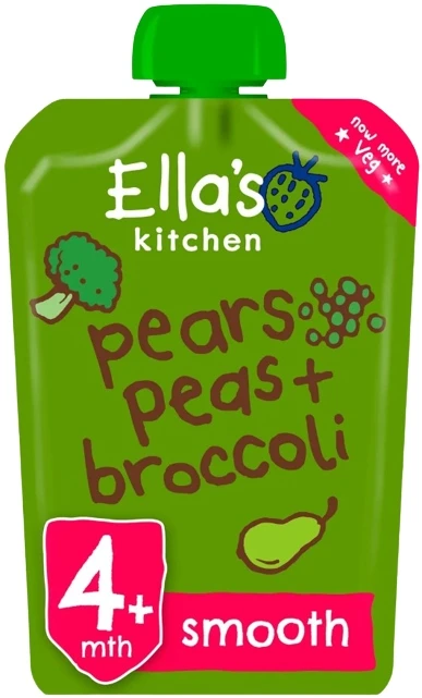 Ella's Kitchen BIO kriaušių, žirnių ir brokolių putėsiai, 120 g