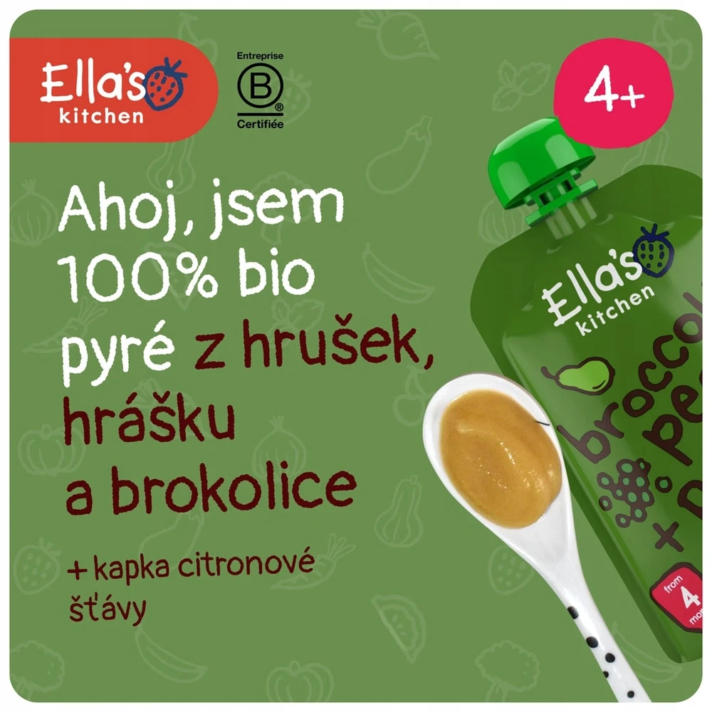 Ella's Kitchen BIO kriaušių, žirnių ir brokolių putėsiai, 120 g