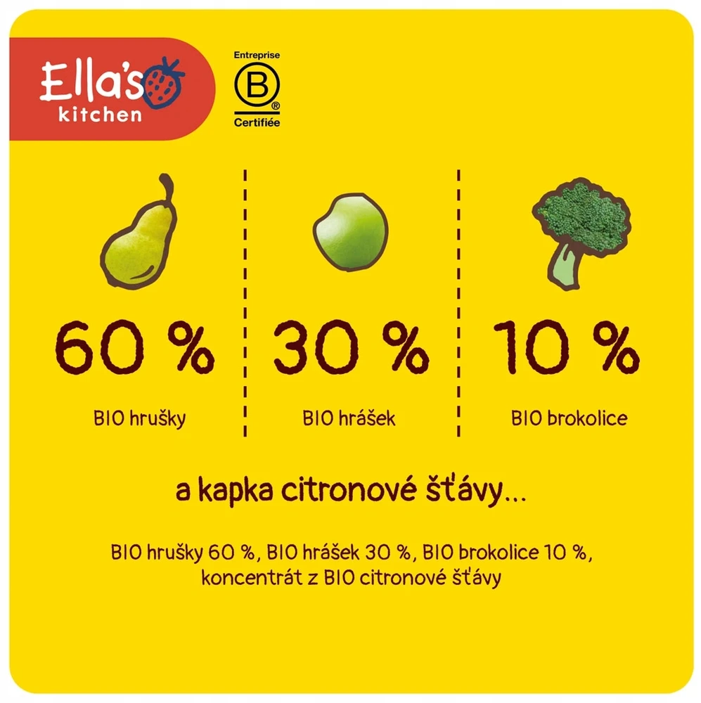 Ella's Kitchen BIO kriaušių, žirnių ir brokolių putėsiai, 120 g