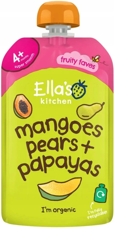 Ella's Kitchen BIO Mango, kriaušių ir papajos desertas nuo 4 mėnesių 120g