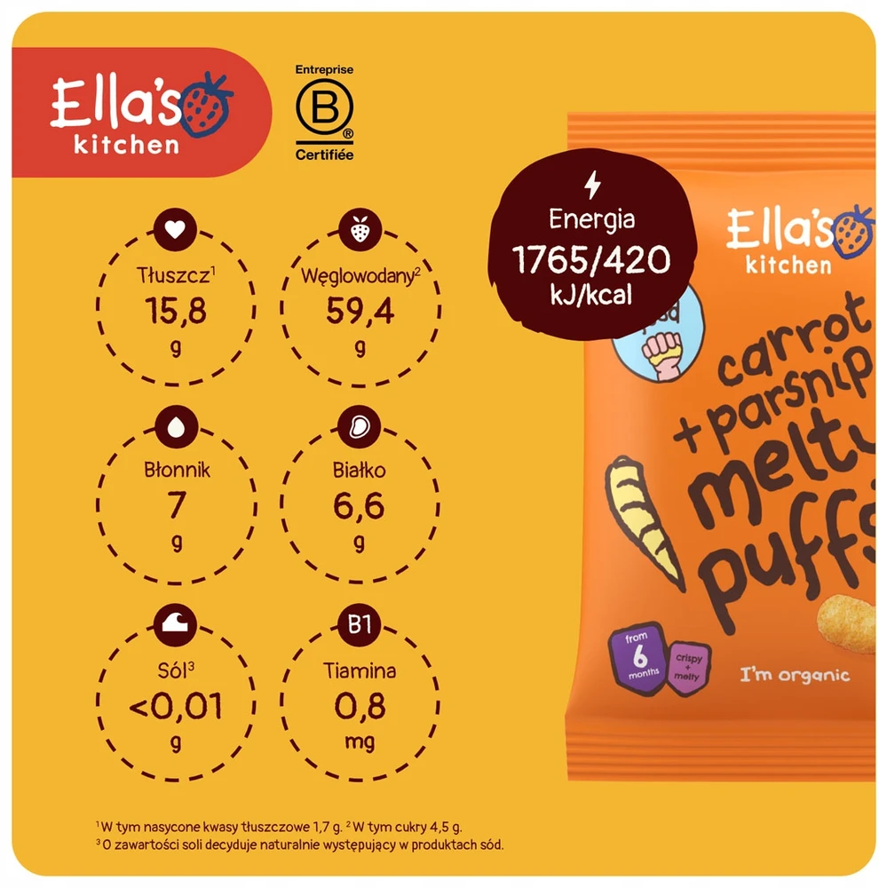 ELLA'S KITCHEN BIO MORKOS IR PASTRANOKŲ TRAPSLAI NUO 6 MĖNESIŲ VIRŠ 20G