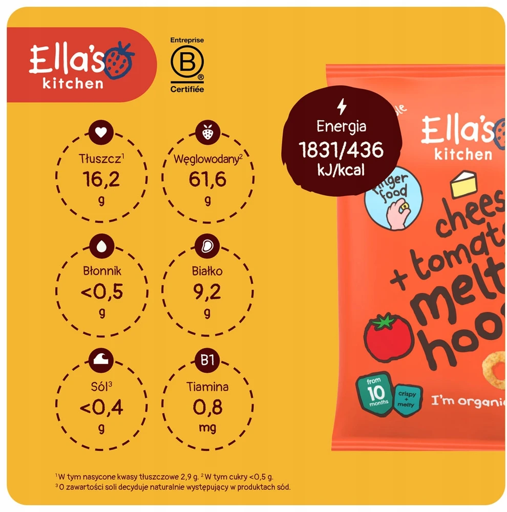 ELLA'S KITCHEN BIO TRAŠKIEJI UOKLIAI SU SŪRIU IR POMOMORIAIS NUO 10 MĖNESIŲ VIRŠ 20G