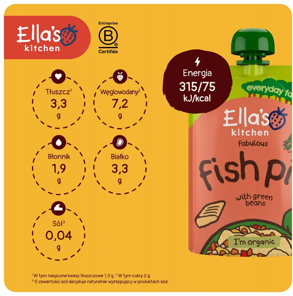 ELLA'S KITCHEN BIO VAKARIENĖ LAŠIŠA SU DARŽOVĖJOMIS NUO 7 MĖNESIŲ VIRŠ 130G