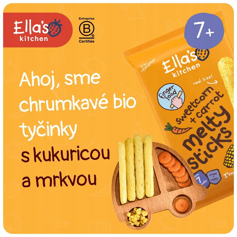 Ellas Kitchen Kukurūzų lazdelės Morkos vaikams Sveika Elos virtuvė 16g