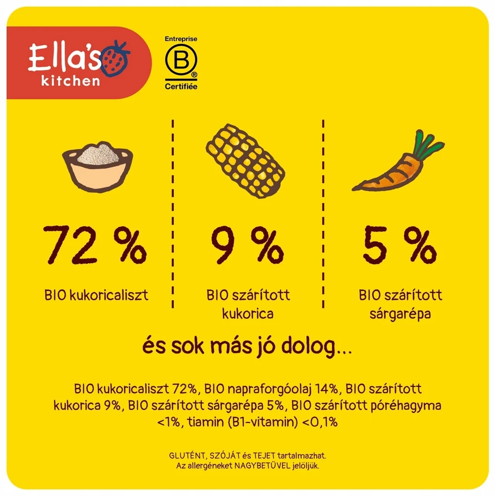 Ellas Kitchen Kukurūzų lazdelės Morkos vaikams Sveika Elos virtuvė 16g
