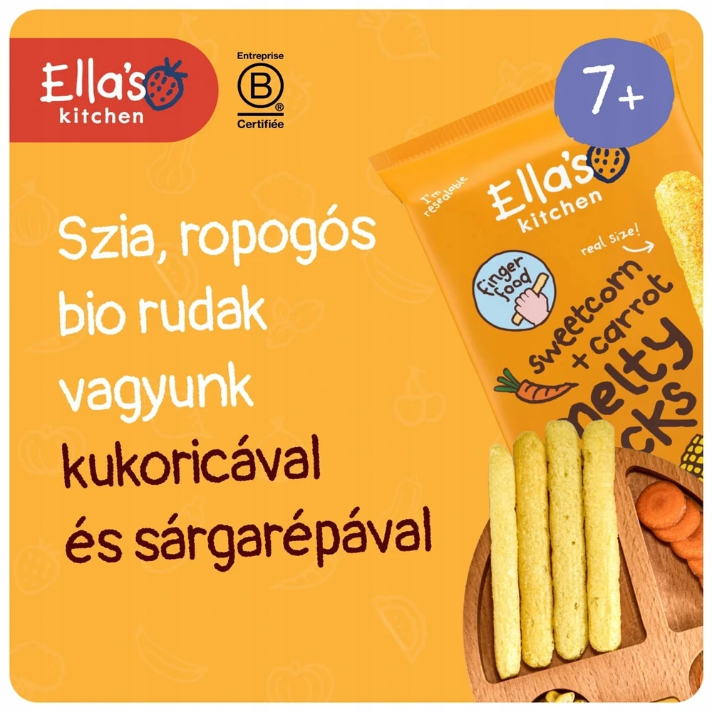Ellas Kitchen Kukurūzų lazdelės Morkos vaikams Sveika Elos virtuvė 16g