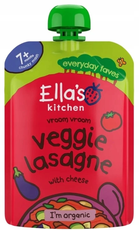 Ella's Kitchen Organic Vegetable Lasagne su sūriu užkandis vaikams 130 g