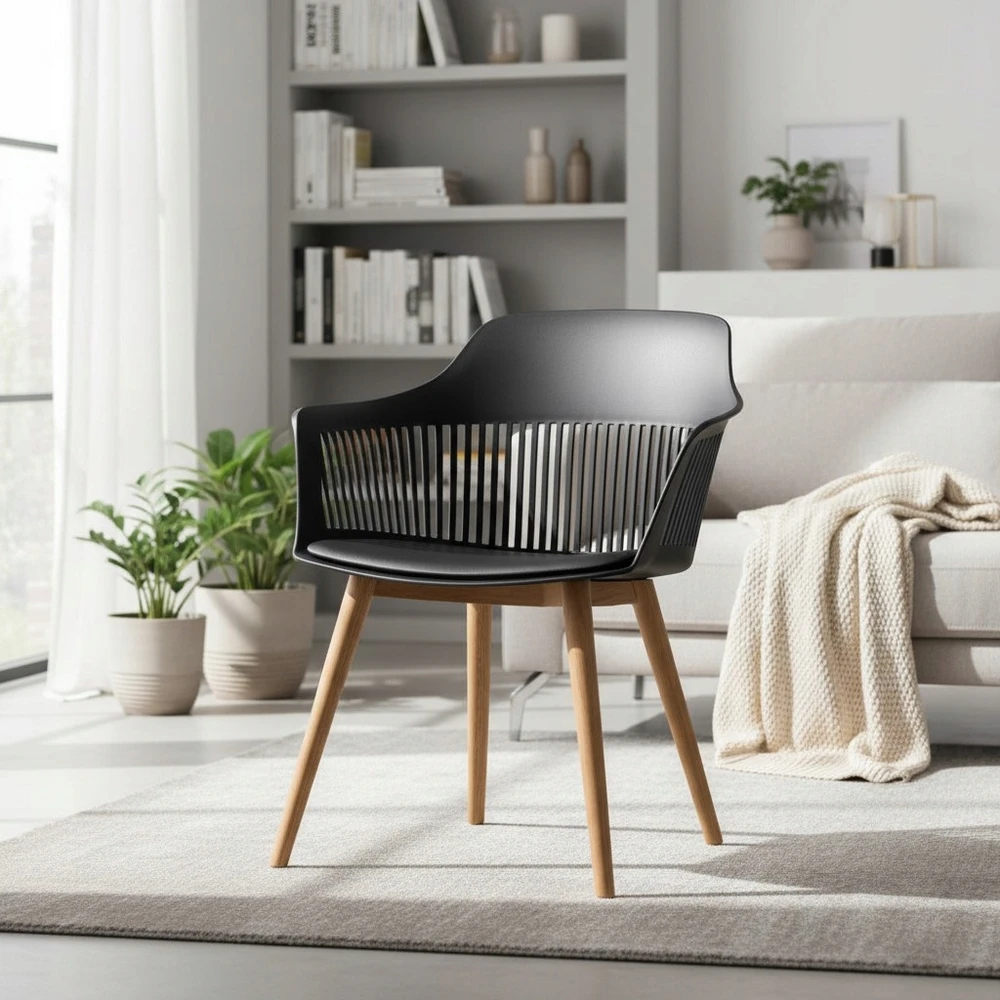 Elmeri ATITINĖ KĖDĖ SU CUSHION GARDEN Juodas SVETAINES FOTOLAS BALKONAS UV FILTU