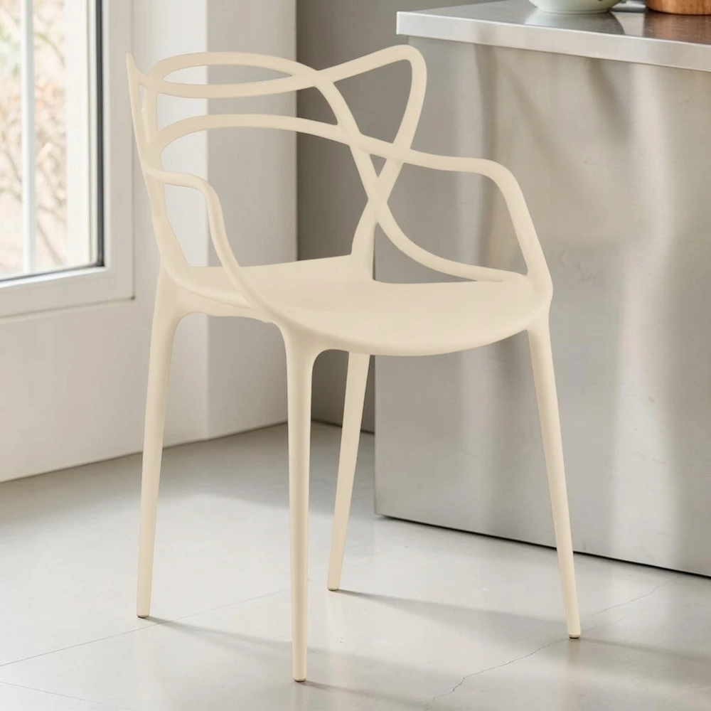 Elmeri Ažūrinė plastikinė palėpės kėdė sodo smėlio spalvos svetainei Modernus UV filtras