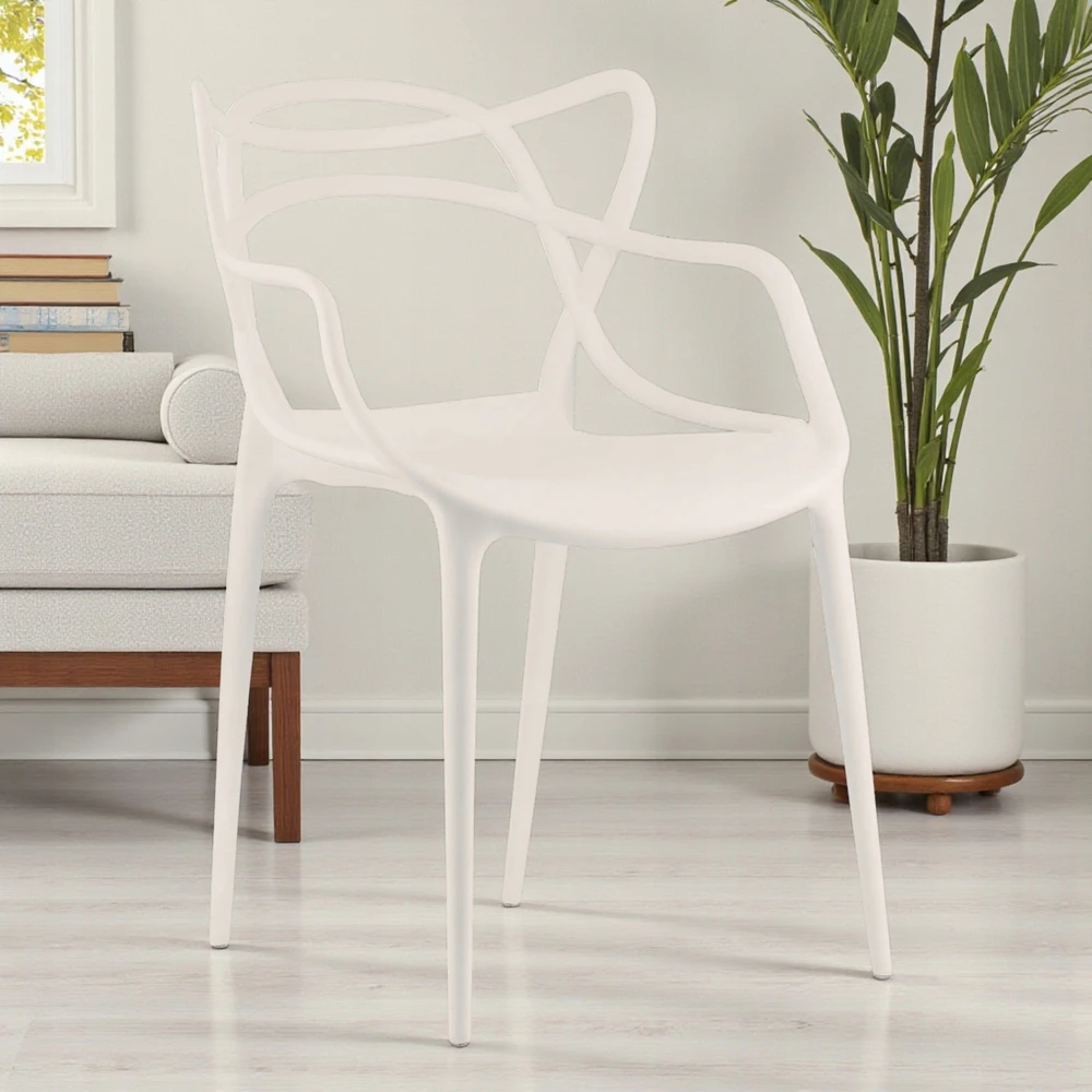 Elmeri LOFT Ecru ažūrinė kėdė. Modernus fotelio dizainas PREMIUM virtuvės svetainei
