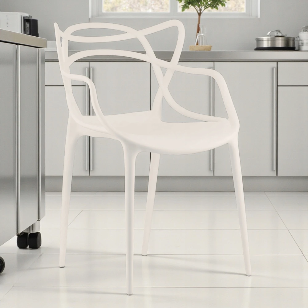 Elmeri LOFT Ecru ažūrinė kėdė. Modernus fotelio dizainas PREMIUM virtuvės svetainei