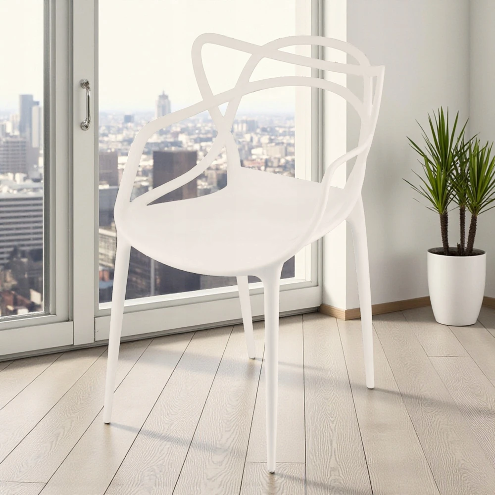 Elmeri LOFT Ecru ažūrinė kėdė. Modernus fotelio dizainas PREMIUM virtuvės svetainei