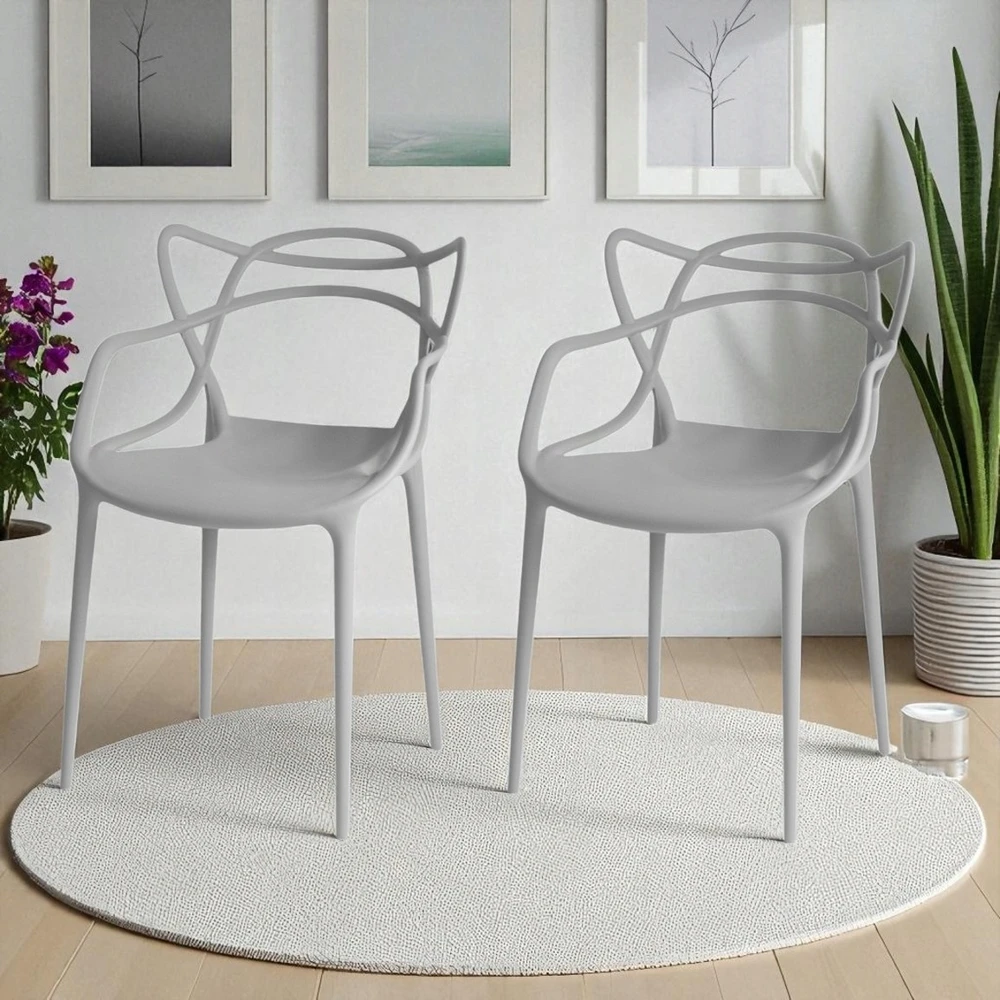 Elmeri LOFT Pilka ažūrinė kėdė, Modernus fotelio dizainas, PREMIUM Kitchen Living Room