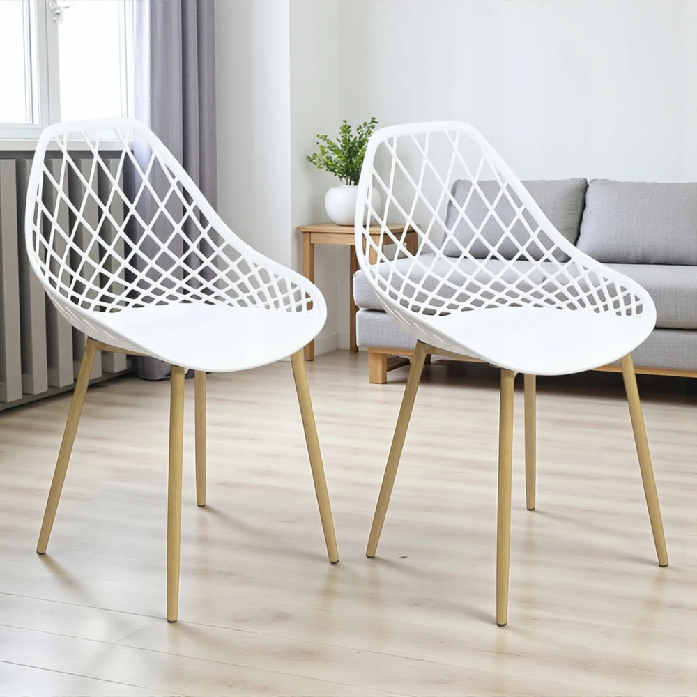 Elmeri Skandinaviška ažūrinė kėdė LOFT Baltas Modern Fotelis virtuvės svetainei