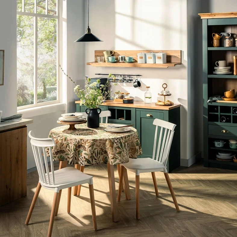 Elmeri Skandinaviško stiliaus kėdė, balto buko retro kojos, PREMIUM Kitchen Showroom