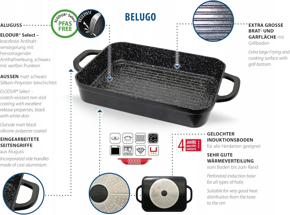 ELO ALUMINIUMINĖ SKEPTINĖ SKELBĖ SU GRILIMO grioveliais 230°C NELIPA