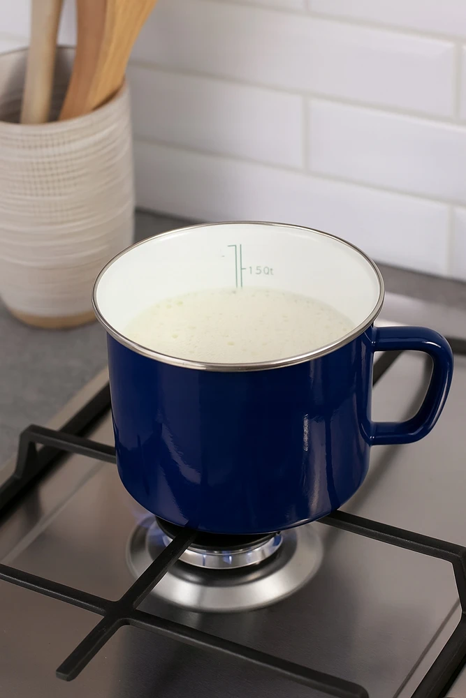 ELO Emaliuotas pieno puodas 1,6L 14cm retro mėlynas indukcijai