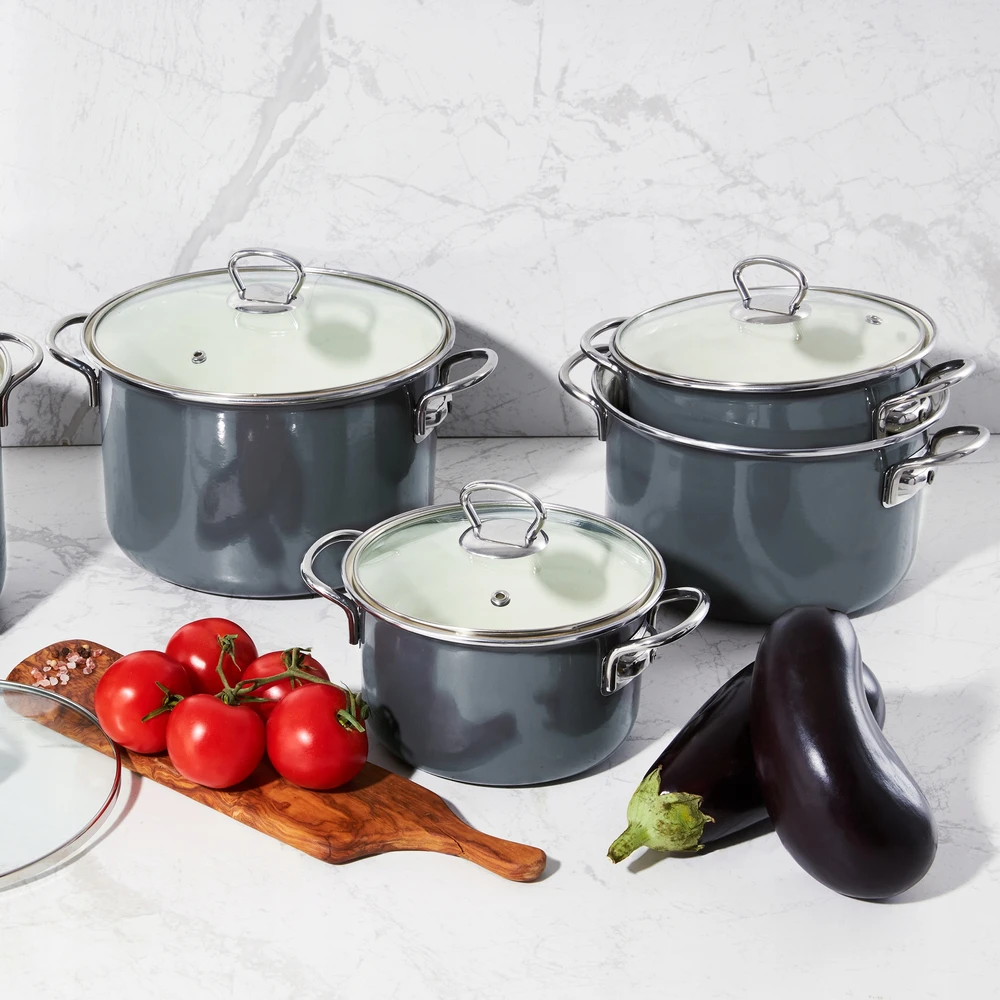 Emalia Olkusz 35196 OLKUSZ emaliuotas puodas, pilkas 22 cm 3,6 l