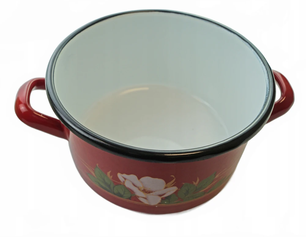 Emalia Olkusz Dekoruotas emaliuotas puodas Olkusz 1,7 l raudonas IF17001600ZDO