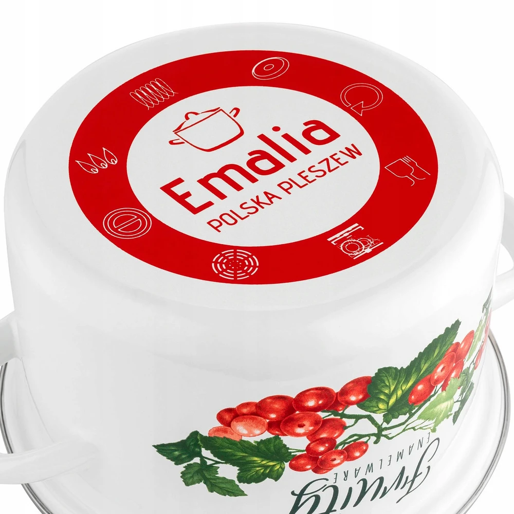 Emalia Pleszew Emaliuotas puodas Tradicinis paprastas puodas Kalina Emalia Polska 22cm 4.7L