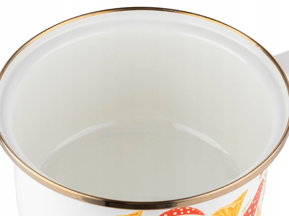 Emalia Pleszew SAUGUS SAUGUS EMALAS PLESZEW GRYBAI 16cm INDUKCINĖS DUJOS BALTA 1,15L