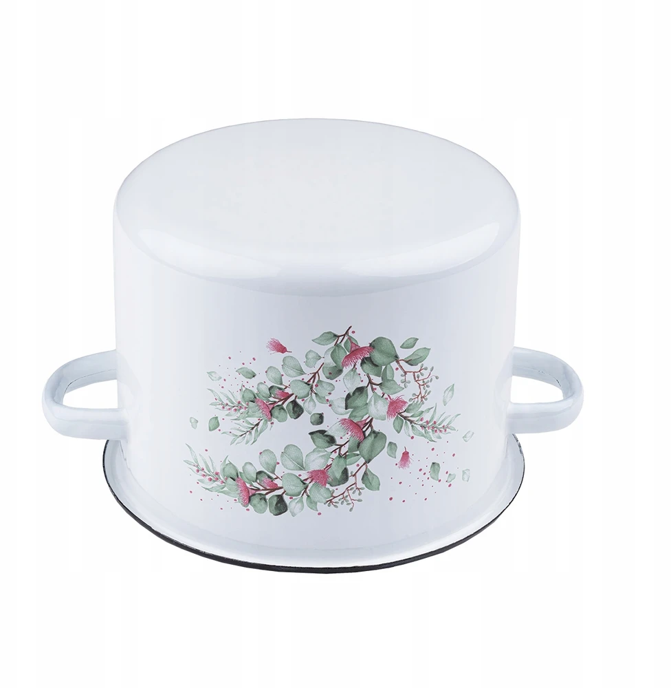 Emalia Rybnik EMALINIS PUODAS 5,5L DEKORUOTAS EUKALIPTAS KIETAS EMALINIS PUODAS RYBNIK 22CM