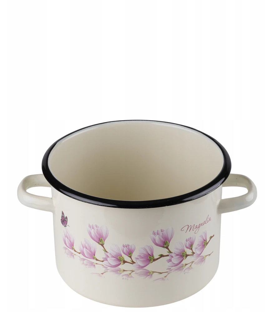 Emalia Rybnik Emaliuotas puodas 3l, 18cm, kremas, su dangčiu, visoms viryklėms