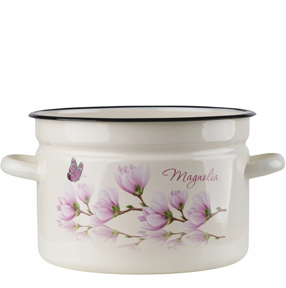 Emalia Rybnik Emaliuotas puodas 9l su dangčiu, Magnolia, kremas
