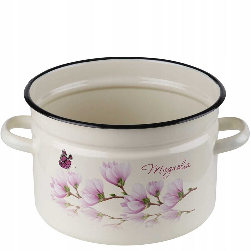 Emalia Rybnik Emaliuotas puodas 9l su dangčiu, Magnolia, kremas