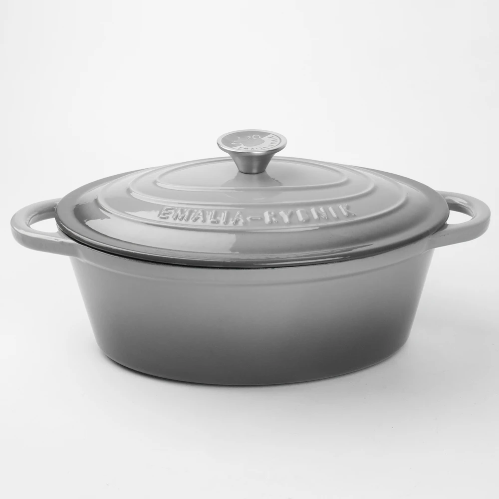Emalia Rybnik Ketaus emaliuota kepimo skarda 29cm pilka INDUKCINĖ DUJINĖ KROSTELĖ