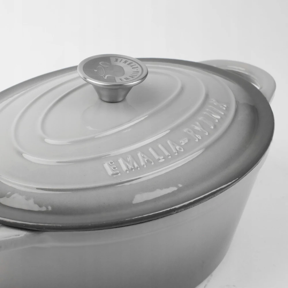 Emalia Rybnik Ketaus emaliuota kepimo skarda 29cm pilka INDUKCINĖ DUJINĖ KROSTELĖ