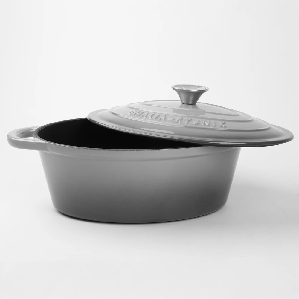 Emalia Rybnik Ketaus emaliuota kepimo skarda 29cm pilka INDUKCINĖ DUJINĖ KROSTELĖ