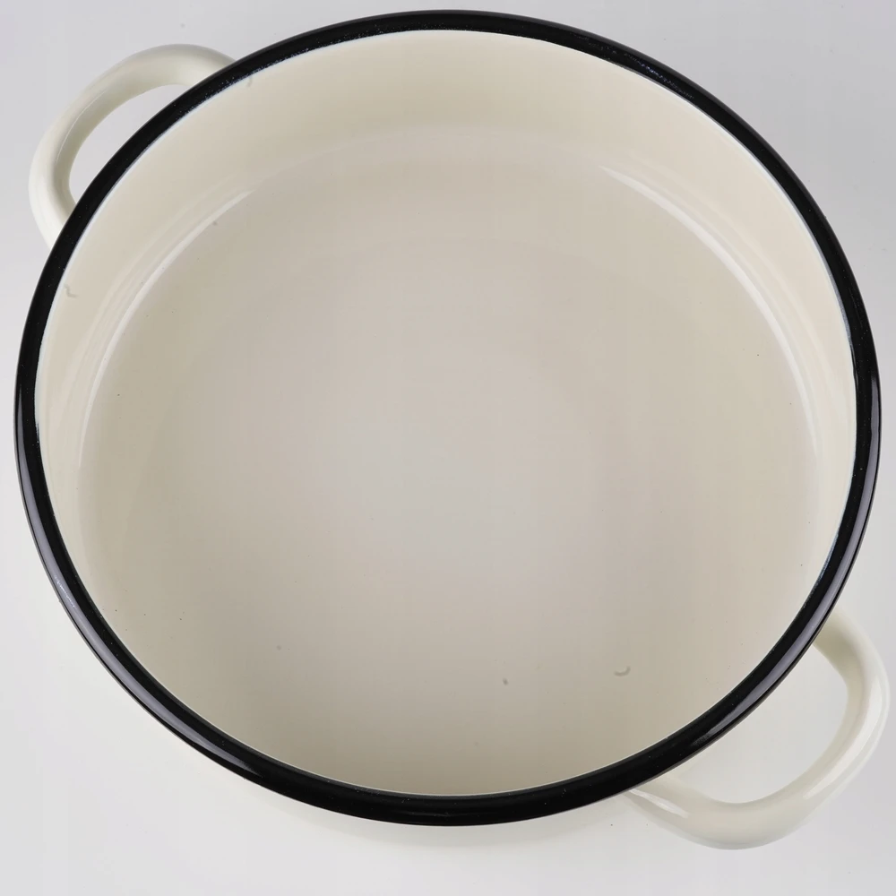 Emalia Rybnik LOW EEMEL POT 3,8L TRADICINIS DIDELIS KREMINIS PUODAS SU dangteliu