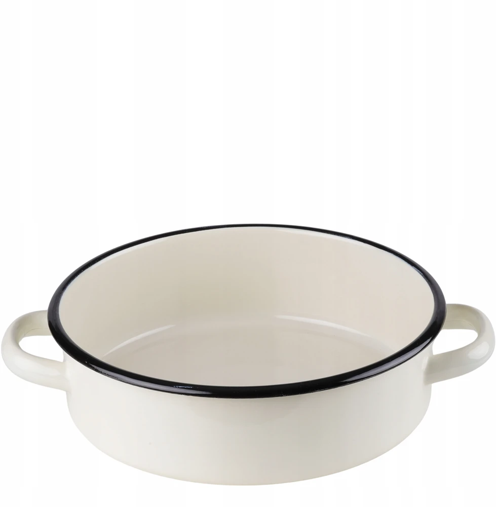 Emalia Rybnik LOW EEMEL POT 3,8L TRADICINIS DIDELIS KREMINIS PUODAS SU dangteliu