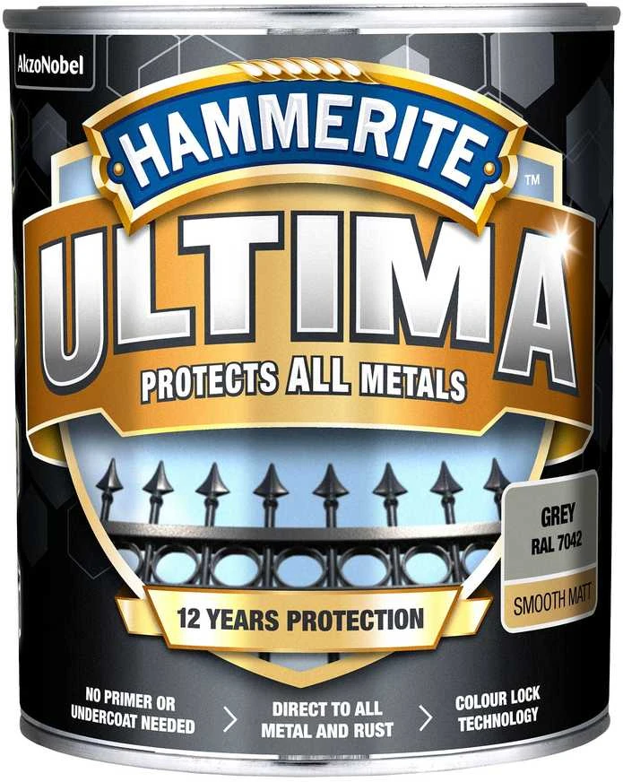 Emaliniai dažai HAMMERITE ULTIMA SMOOTH, blizgūs, antracito sp., 2,2 l
