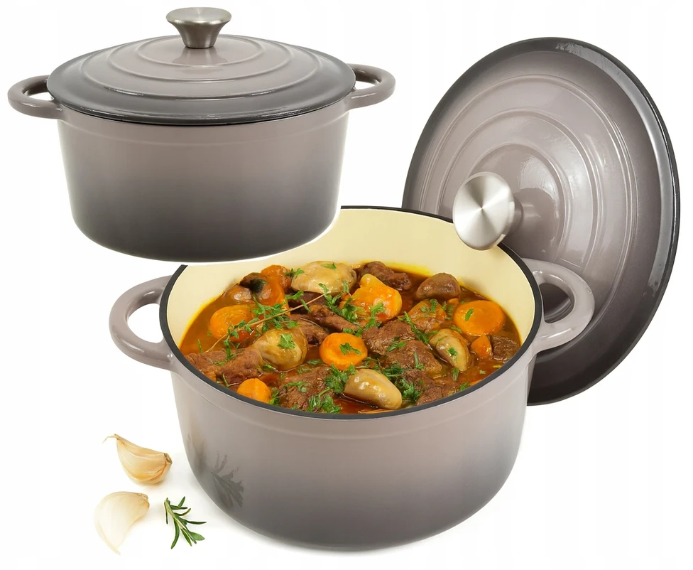 Krisberg EMALINIS KETUS PUODAS 4,2L Emaliuotas su dangteliu INDUKCINĖ DUJINĖ ORŠINĖ 24cm
