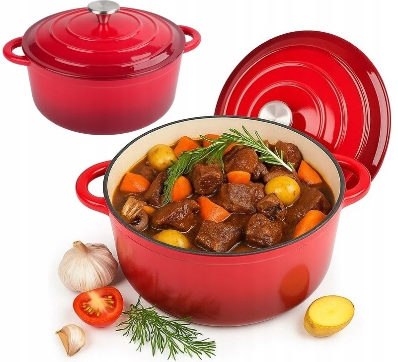 Krisberg EMALINIS KETUS PUODAS 4.8L Emaliuotas su dangteliu INDUKCINĖ DUJINĖ ORGANĖ 26cm