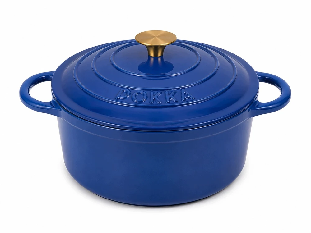 EMALINIS KETUS PUODAS SU DANGIU 22cm 3L POKKA INDUKCINĖ MĖLYNA 22cm