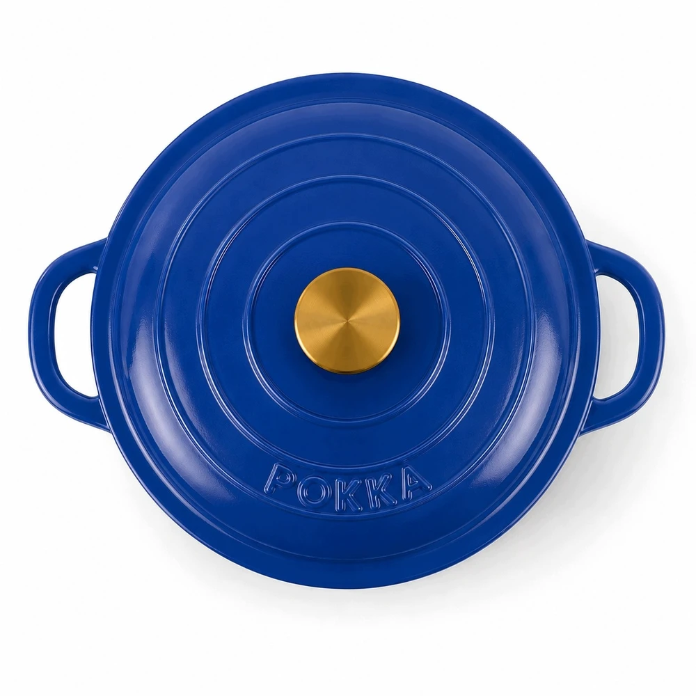 EMALINIS KETUS PUODAS SU DANGIU 22cm 3L POKKA INDUKCINĖ MĖLYNA 22cm