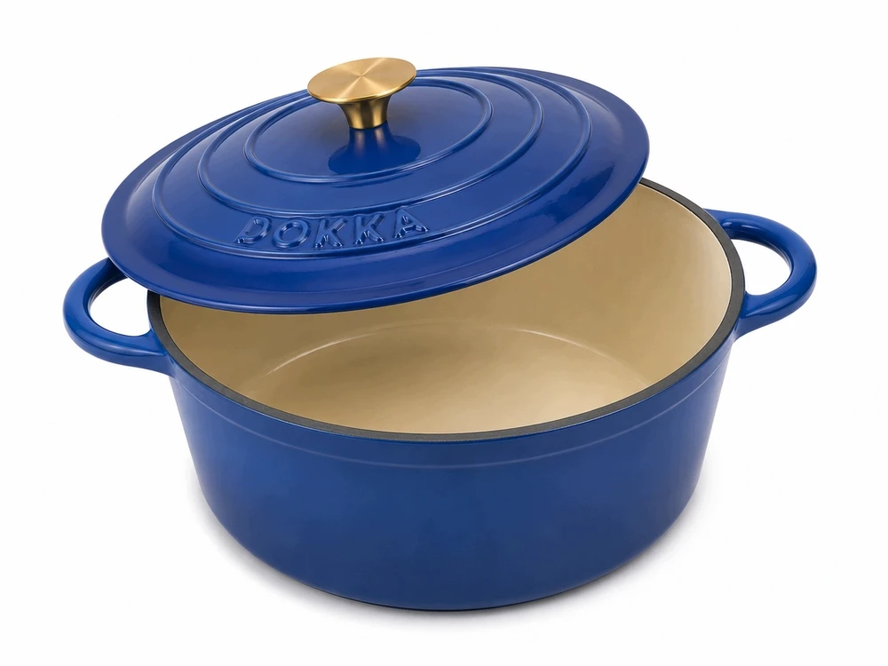 EMALINIS KETUS PUODAS SU DANGIU 22cm 3L POKKA INDUKCINĖ MĖLYNA 22cm
