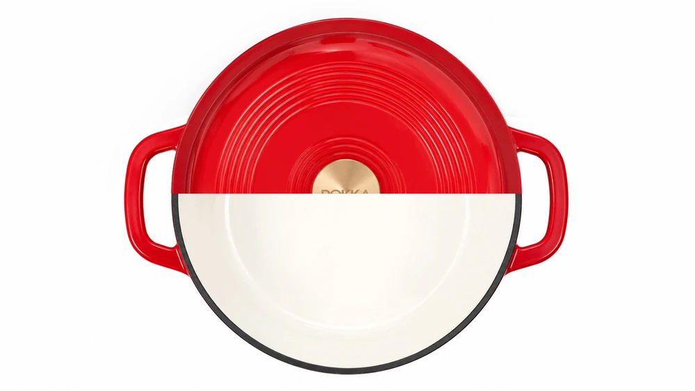 EMALINIS KETUS PUODAS SU DANGIU 28cm 6L POKKA INDUKCINĖ RAUDONA 28cm