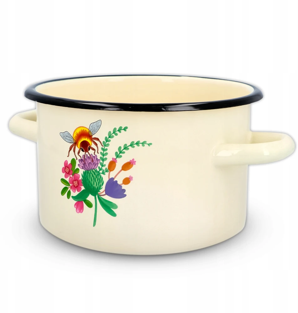 EMALINIS PUODAS AUKŠTAS 16 CM INDUKCINĖS DUJINĖS EMALINĖS TRAUKOS OLKUSZ LARGE 2 L