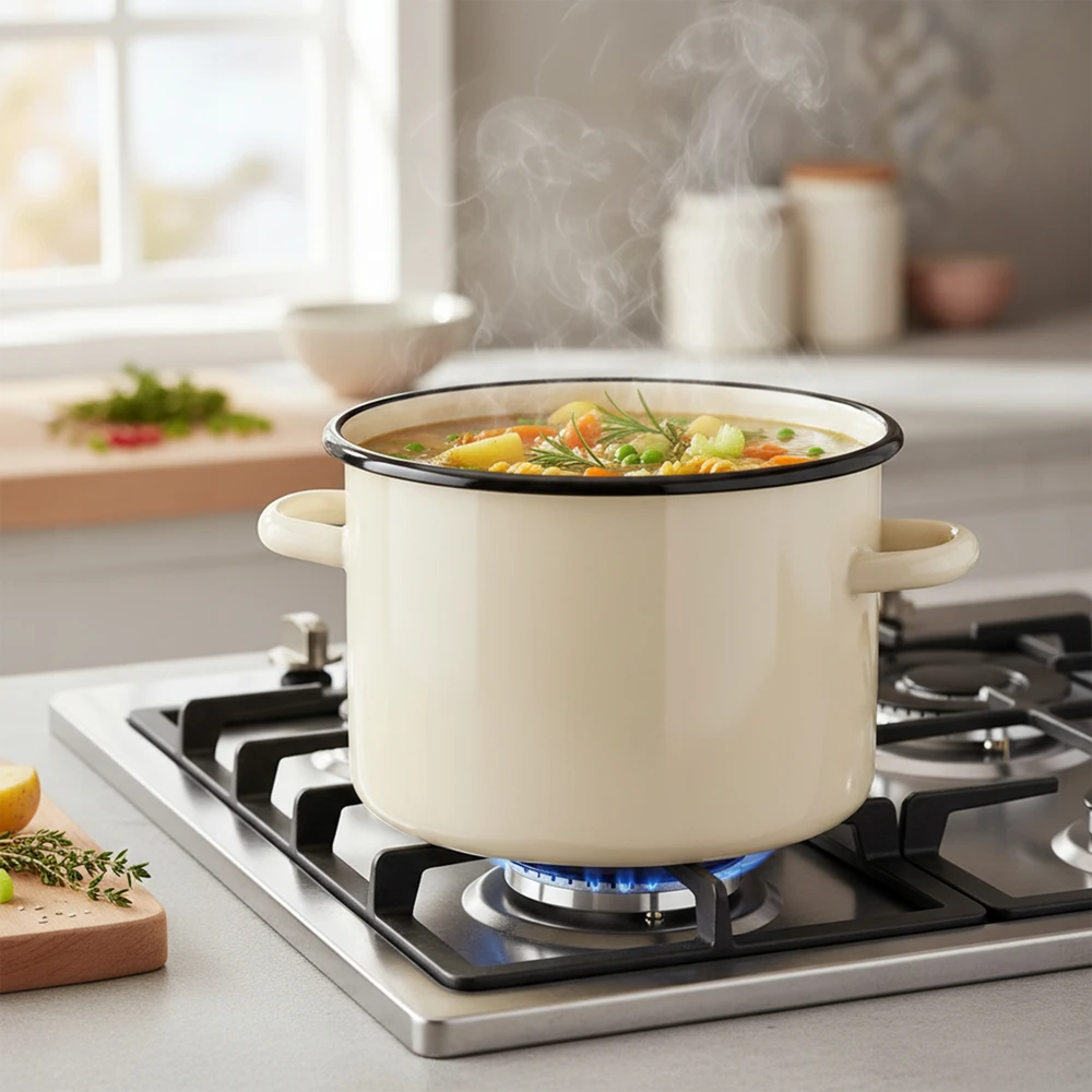 EMALINIS PUODAS AUKŠTAS 18CM INDUKCINĖS DUJINĖS EMALINĖS TRAUKOS OLKUSZ LARGE 3L