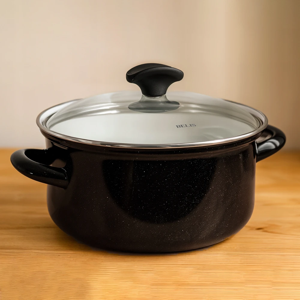 EMALINIS PUODAS BELIS 2.6L SU DANGIU 20CM STANDARTINĖ PLUS INDUKCIJA