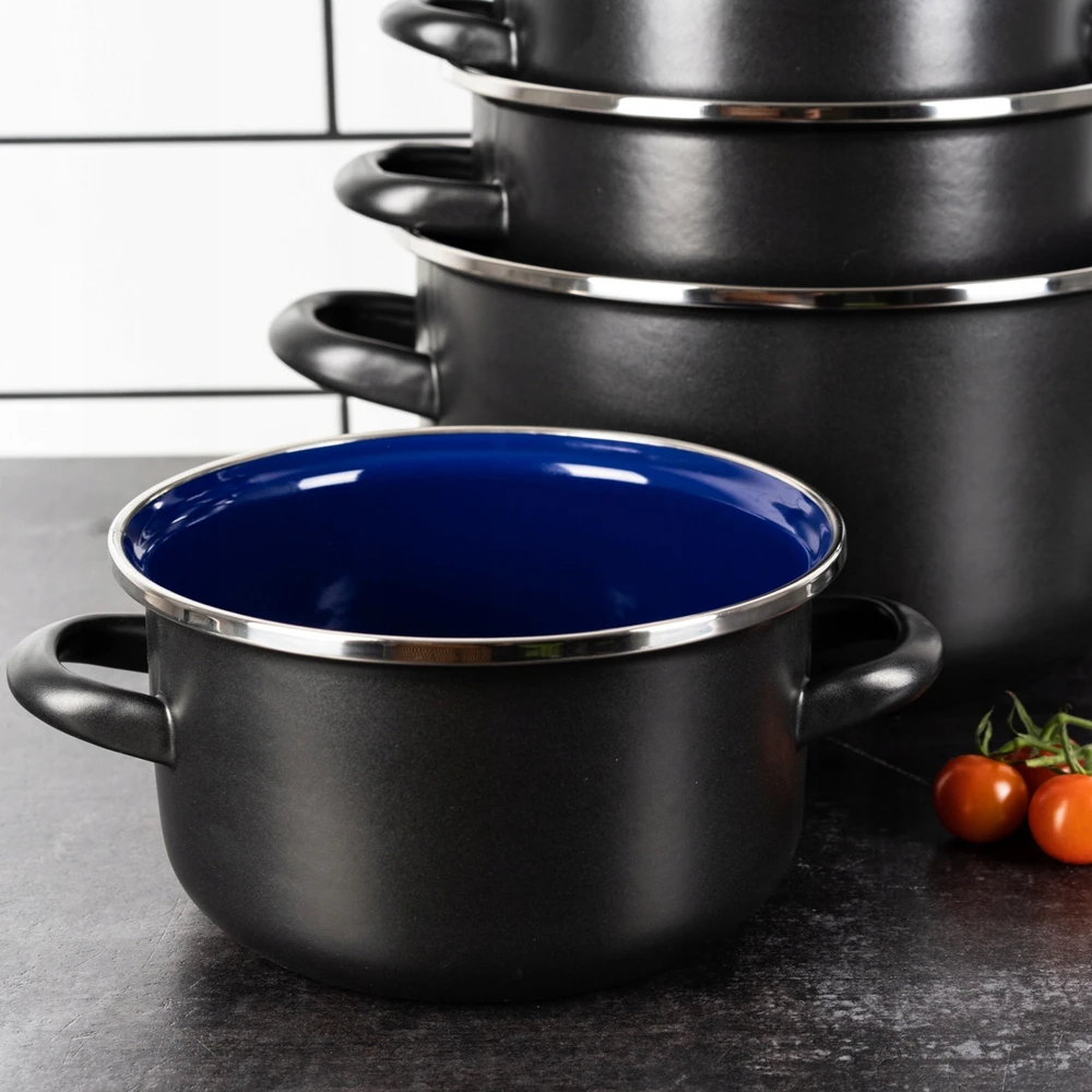 EMALINIS PUODAS SU DANČIU TRADICINIS EMALIS 18cm BELIS LUX INDUKCINIS 2,2L