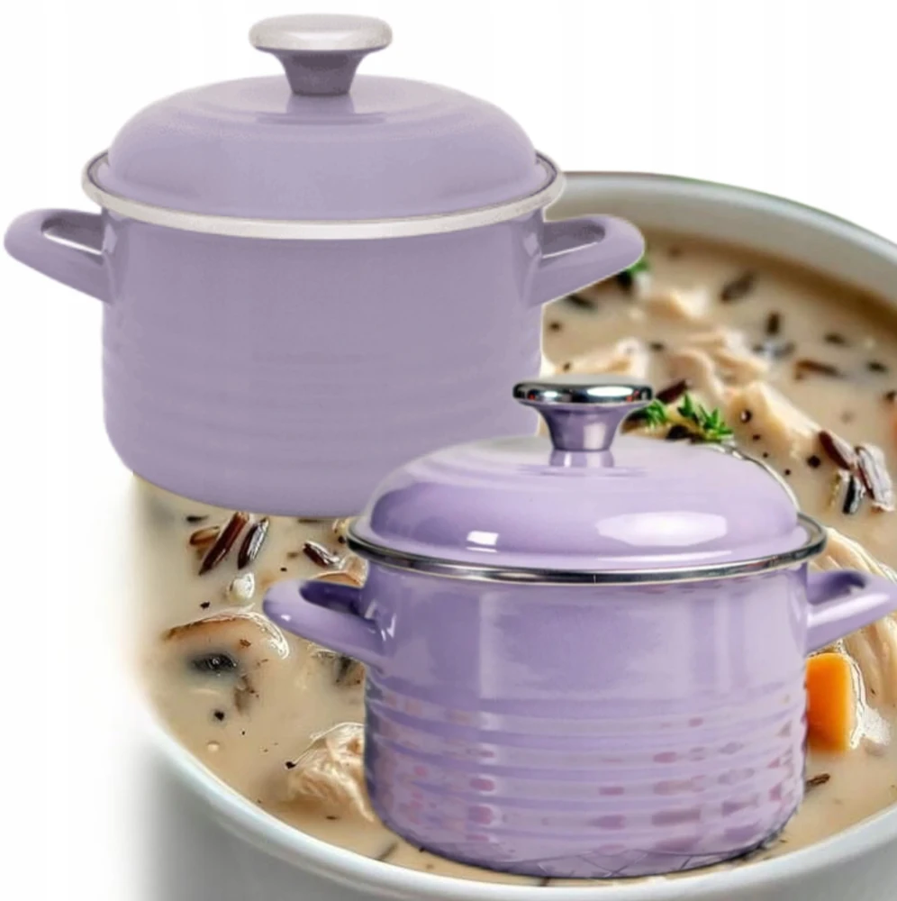 EMALINIS VIRTUVĖS PUODAS 2L 16cm METALAC PURPURINIS SU DANGIU DUJŲ INDUKCIJA